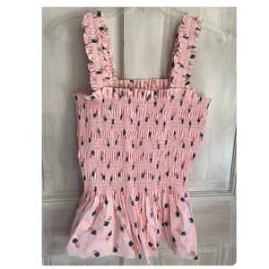 Kate Spade pink pineapple smocked top